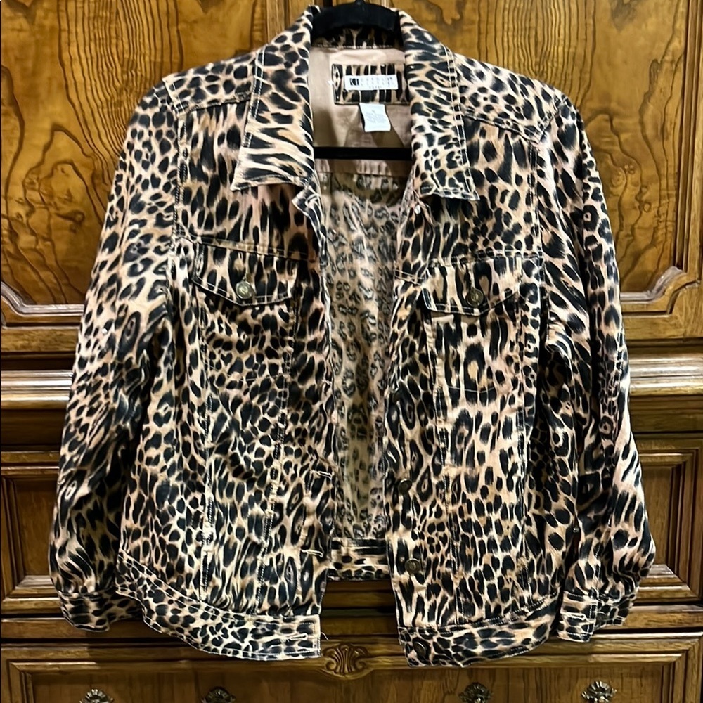 Carole Little Brown and Black Jean Jacket with Tailored Collar